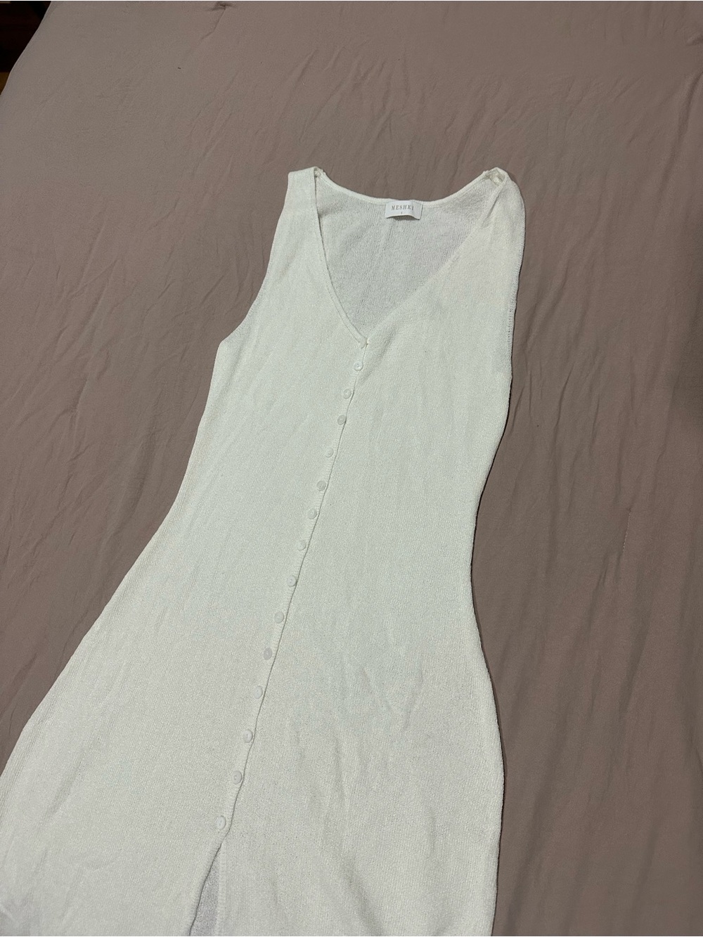 Meshki White V-Neck Maxi Dress